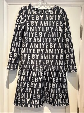 Aniye By Black & White Logo Print Long-Sleeve Dress
